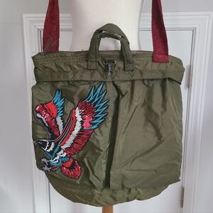 Vintage Military Pilot Flyers Helmet Bag Custom Eagle Patch Crossbody Cameo Inc